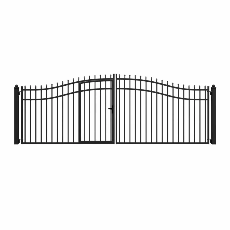 18'x7' Steel Dual Swing Driveway Gate with Built-In Pedestrian Door Affordable