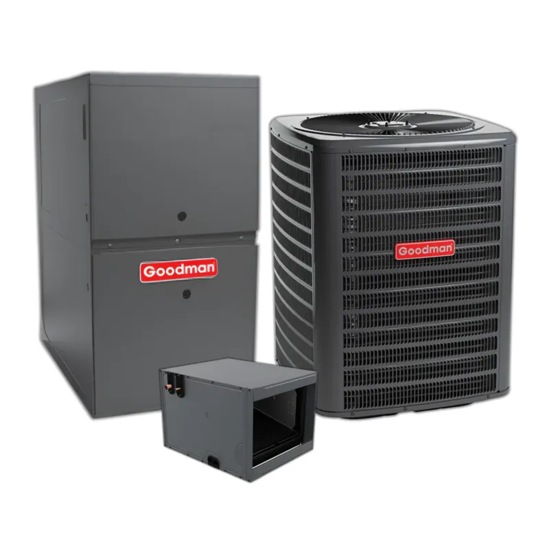 Goodman 2.5 Ton 14.3 SEER2 Central Air Conditioner, 80% AFUE 80K BTU Gas Furnace and Evaporator Coil Weekend Sale