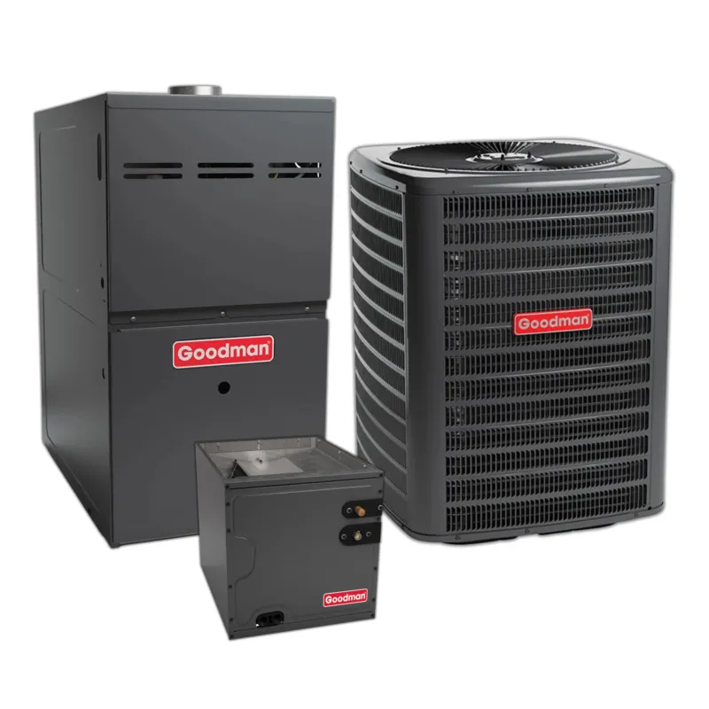 Holiday Sale Goodman 2.5 Ton 14.3 SEER2 Central Air Conditioner, 80% AFUE 80K BTU Gas Furnace and Evaporator Coil