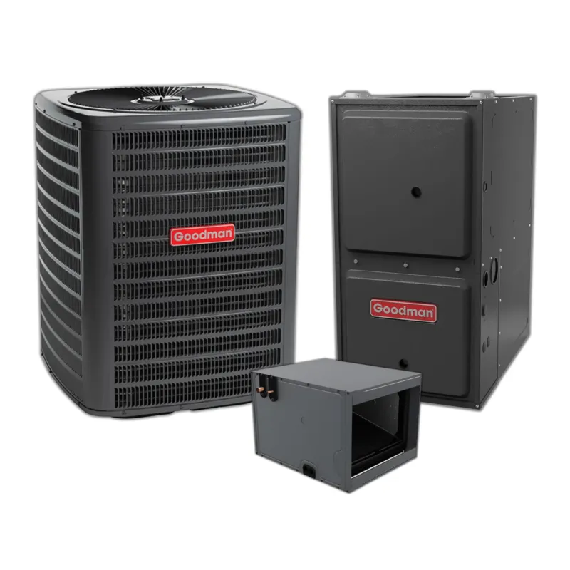 Deal Goodman 2.5 Ton 14.3 SEER2 Central Air Conditioner, 96% AFUE 80K BTU Gas Furnace and Evaporator Coil