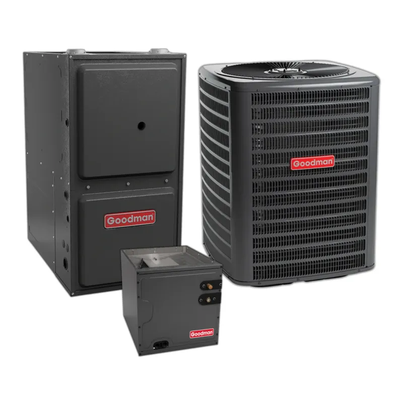 Sale Goodman 2.5 Ton 14.3 SEER2 Heat Pump, 96% AFUE 80K BTU Gas Furnace and Evaporator Coil