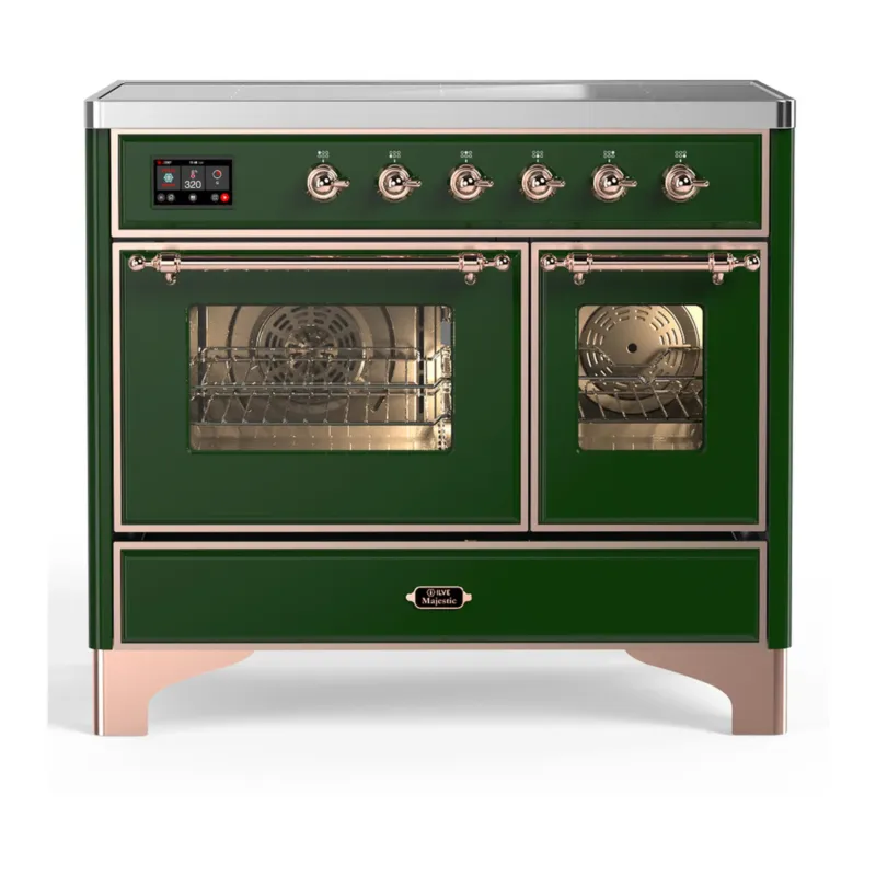 ILVE Majestic III 40-Inch Induction Range with 6 Induction Elements and Triple Glass Door Electric Oven in Emerald Green with Copper Trim (UMDIB40NR3EGP) Buy Direct