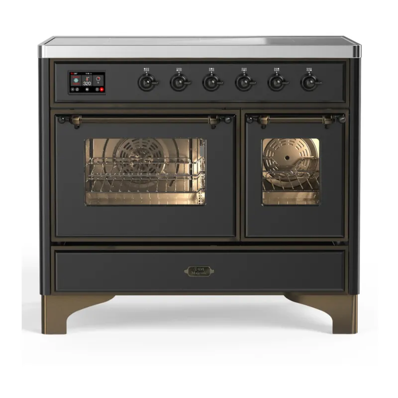 ILVE Majestic III 40-Inch Induction Range with 6 Induction Elements and Triple Glass Door Electric Oven in Matte Graphite with Burnished Trim (UMDIB40NR3MGB) In Demand
