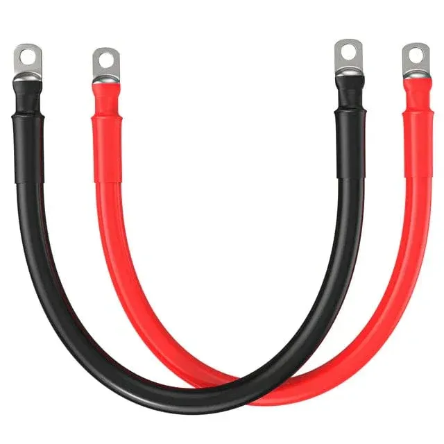 Discount Rich Solar 2/0 Gauge 3/8" Battery Cables | Pair of 2/0 AWG Red and Black Pure Copper Inverter Battery Cables with 3/8" Lugs - 6 Feet Red & Black (Set )