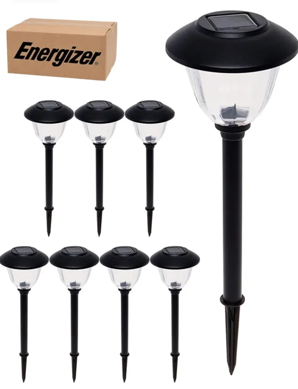 Energizer 8 Pack Solar Pathway LED Lights Outdoor-Stainless Steel -15 Lumen( Black ) Buy Online