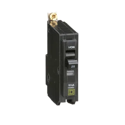 Get Yours Schneider Electric QOB125 Mini circuit breaker, QO, 25A, 1 pole, 120/240 VAC, 10 kA, bolt on mount
