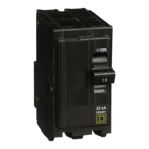 Schneider Electric QO215VH Mini circuit breaker, QO, 15A, 2 pole, 120/240 VAC, 22 kA, plug in mount Premium