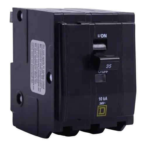 Schneider Electric QO3355238 Mini circuit breaker, QO, 35A, 3 pole, 120/240 VAC, 10 kA, plug in mount, ring terminals While Supplies Last