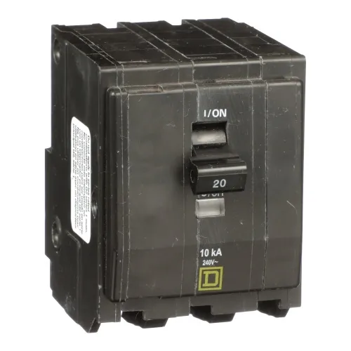 Fan Favorite Schneider Electric QO3205237 Mini circuit breaker, QO, 20A, 3 pole, 120/240 VAC, 10 kA, plug in mount, ring terminals