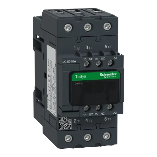 Free Returns Schneider Electric LC1D40AFC7 TeSys D Non-Reversing contactor - 3P(3 NO) - AC-3 - <= 440 V 40 A - 127 V AC 50/60 Hz coil