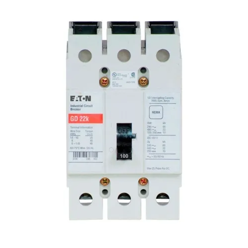 Eaton GD3100DA3 Molded Case Circuit Breaker, C Series, 480 Max Volt, 100 Amp, Three Pole Hot Deal
