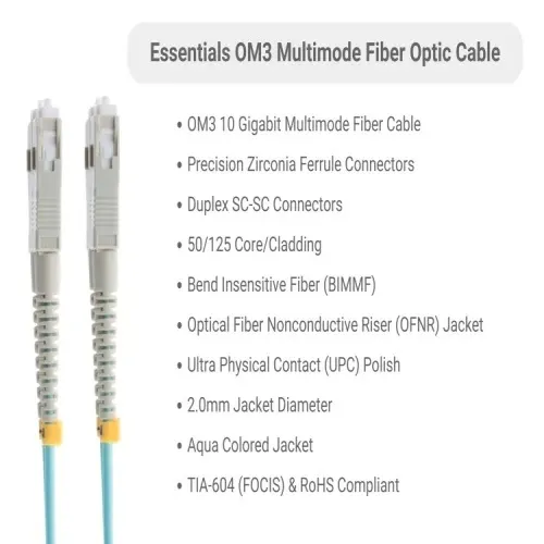 Express Delivery Cable FMD5G-SCSC-02 Fiber Optic Patch Cable - 6.6', OM3, SC - SC, OFNR, Multimode, 50 Micron, Aqua