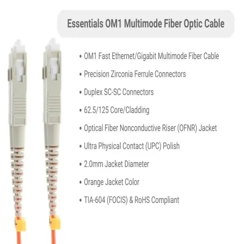Brand New Cable FMD6-SCSC-02 Fiber Optic Patch Cable - 6.6', OM1, SC - SC, OFNR, Multimode, 62.5 Micron, Orange