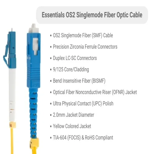 Cable FSD9-LCSC-03 Fiber Optic Patch Cable - 9.8', OS2, LC - SC, OFNR, Singlemode, 9 Micron, Yellow Buy Today