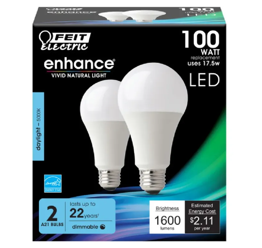 Feit Electric OM100DM/950CA/2 Enhance Dimmable LED Light Bulb, 17.5 W Best Price