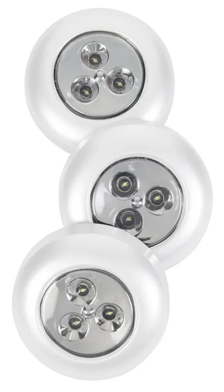 Fulcrum 30010-308 LED Battery-Operated Stick-On Tap Light, White, 3 Piece Hassle-Free Returns
