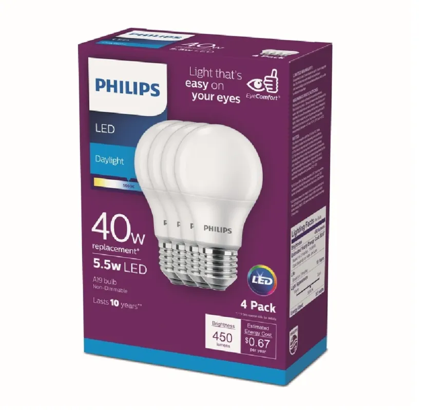 Philips 461160 A19 E26 LED Bulb, Daylight, 5.5 Watts Last Chance