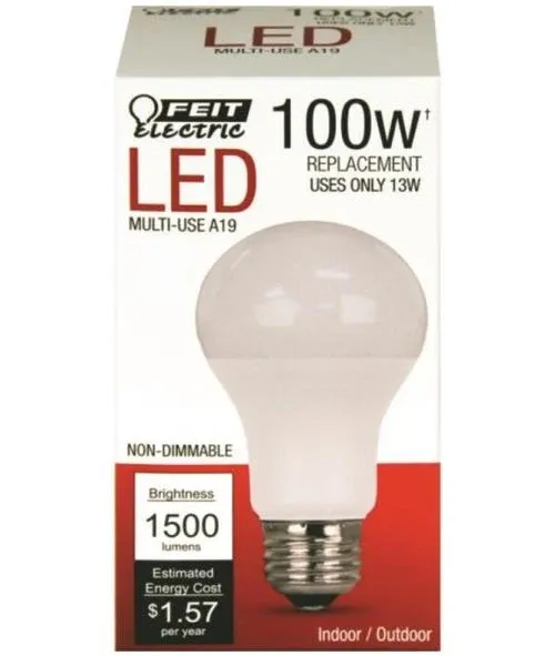 Affordable Feit Electric A1600/827/10KLED Non-Dimmable LED Bulb, 13 Watts, 120 Volts