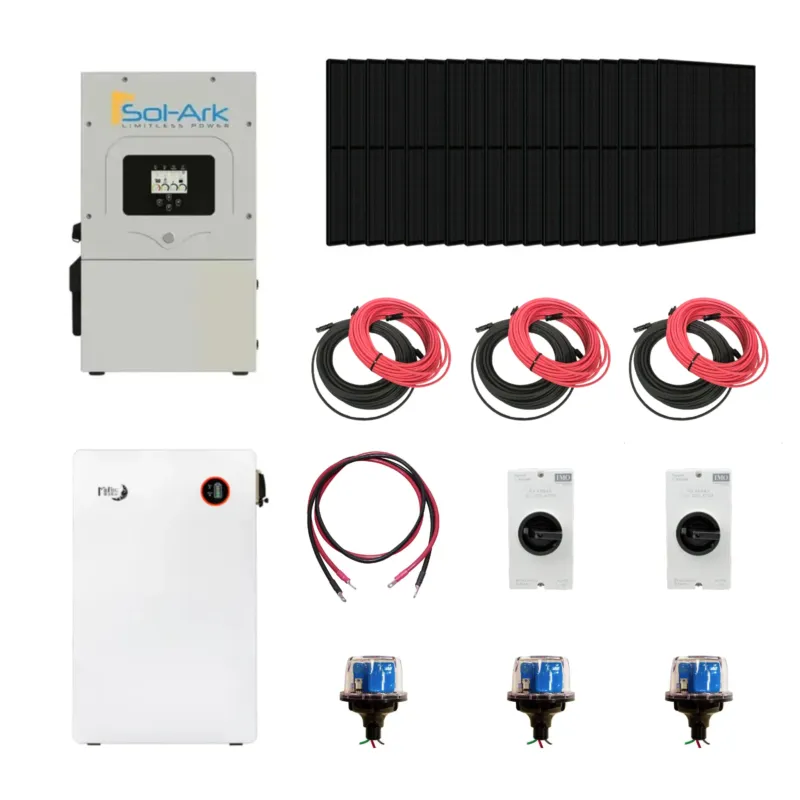 Free Delivery Complete Hybrid Solar Kit - Sol-Ark 15K Hybrid Inverter | 15k W 120\\/240V Output | 48V 310AH 16.1k Wh Midnite Power All Weather Lithium Battery | 13.5k W+ Solar PV - 33x Canadian Solar 445W Mono Perc Bifacial Solar Panels (Silver ) \\/ 1x MNPowerflo16